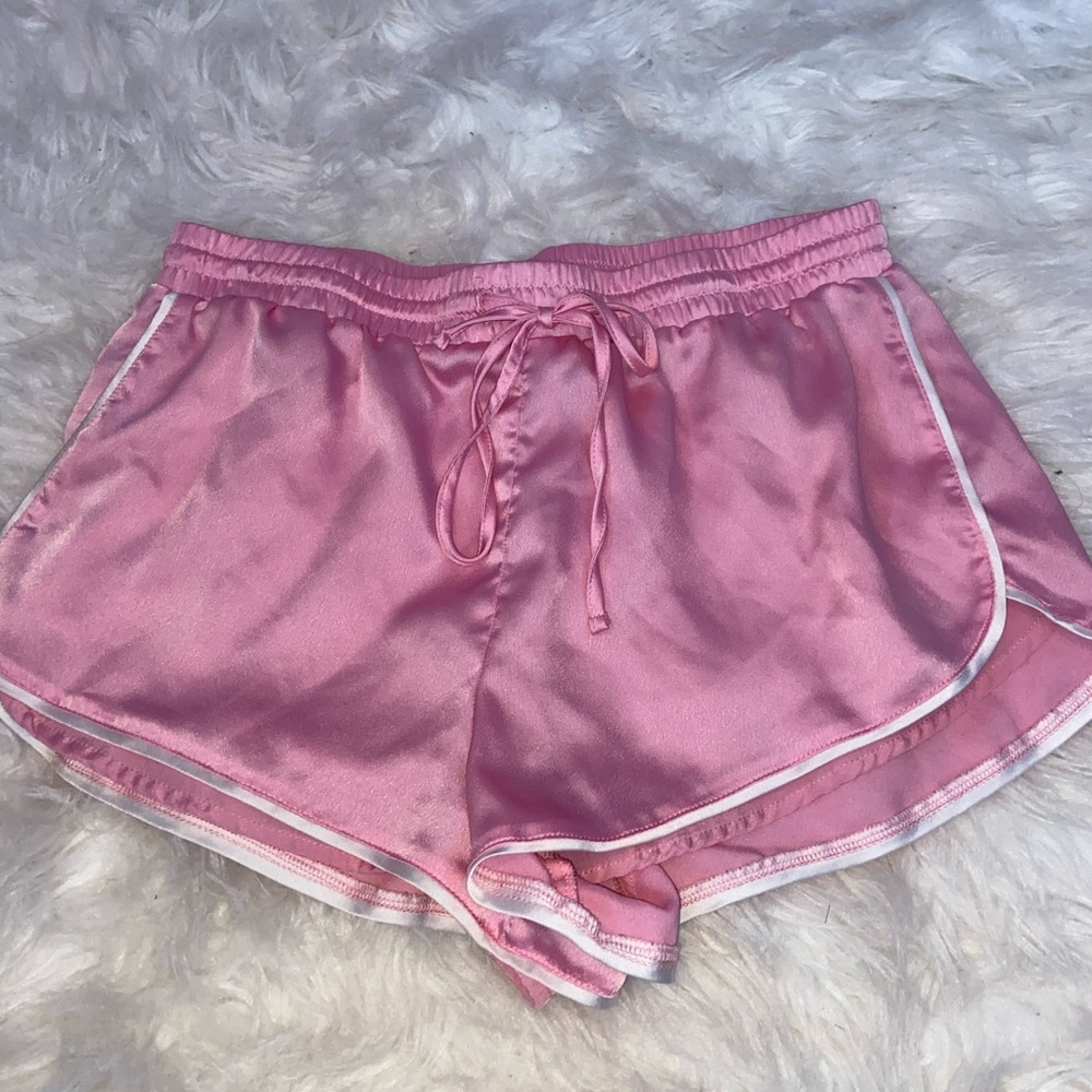 Pink satin comfy shorts